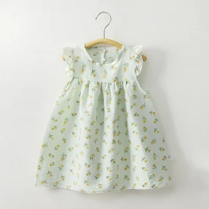 Sweet Spring Small and Medium sized Children's Clothing Cartoon Printed Baby A-line Skirt Dress Children's Dress